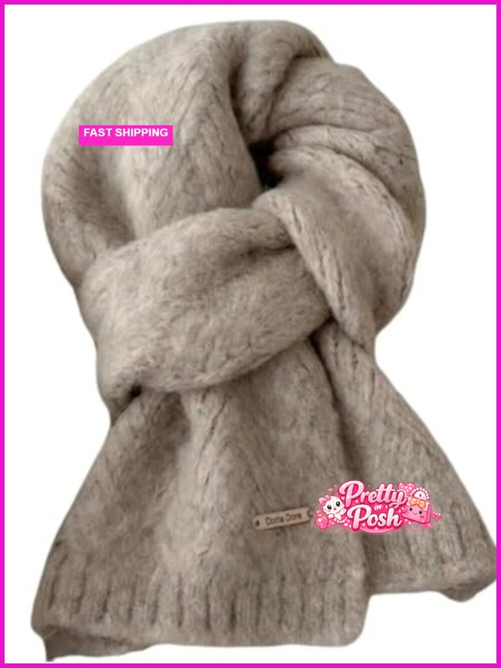 Wool Knit Scarf Warm Winter Shoulder Wrap Layering Accessory